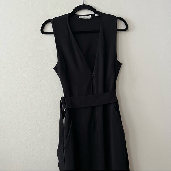 ALC Black Belted V-Neck Midi Dress - Picture 3 of 12